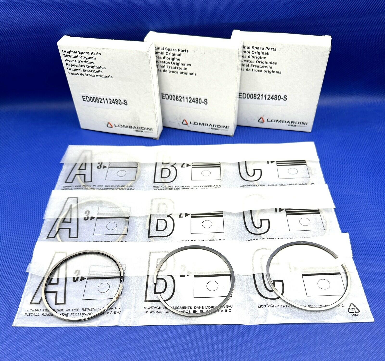 3PK Genuine Kohler Diesel Lombardini KDW1003 KIT RINGS STAND. # ED0082112480-S