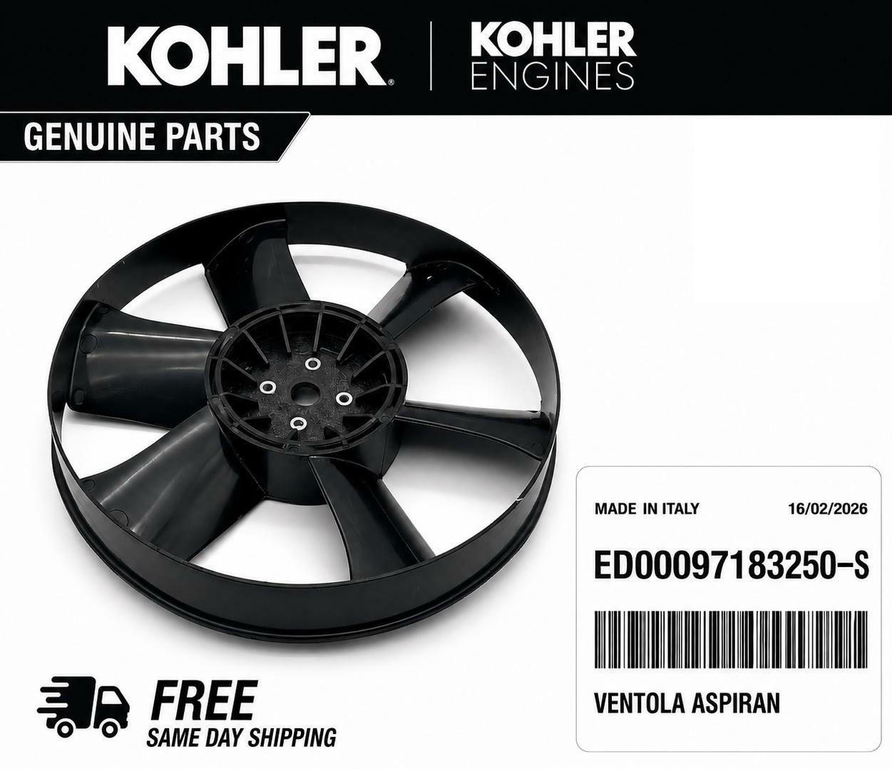 Genuine Kohler Diesel Lombardini FAN (BLACK) # ED0097183250-S